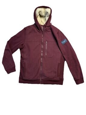 ABERCROMBIE & FITCH SHERPA LINED FULL ZIP HOODIE SWEATSHIRTS BURGUNDY MENS SZ M